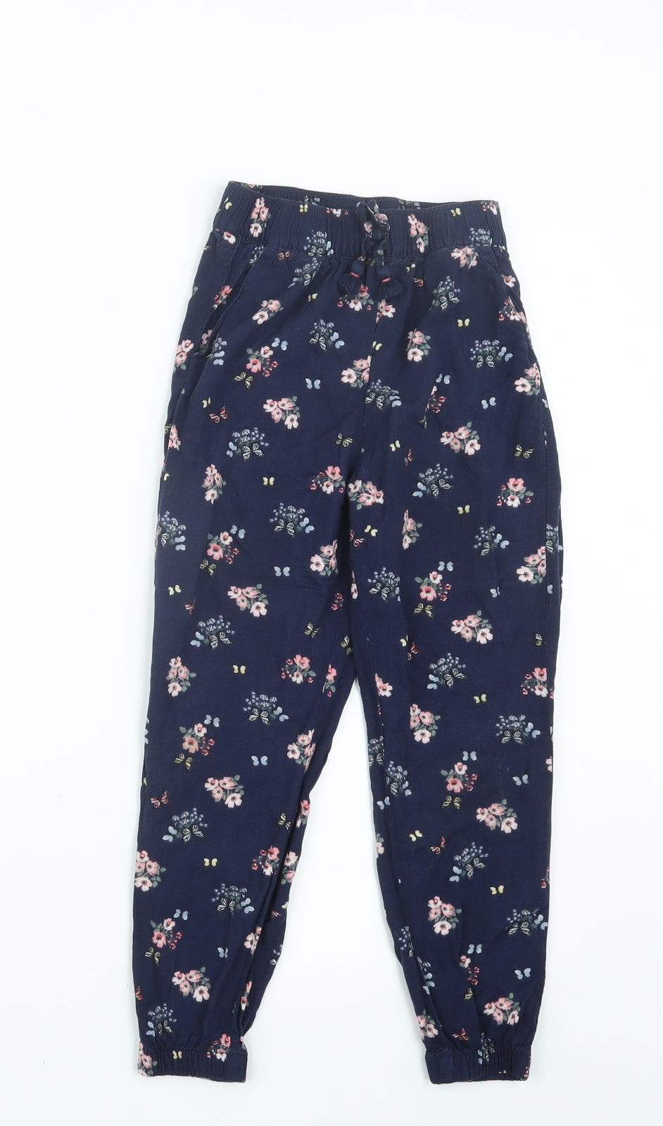 H&M Girls Blue Floral  Capri Trousers Size 6 Years