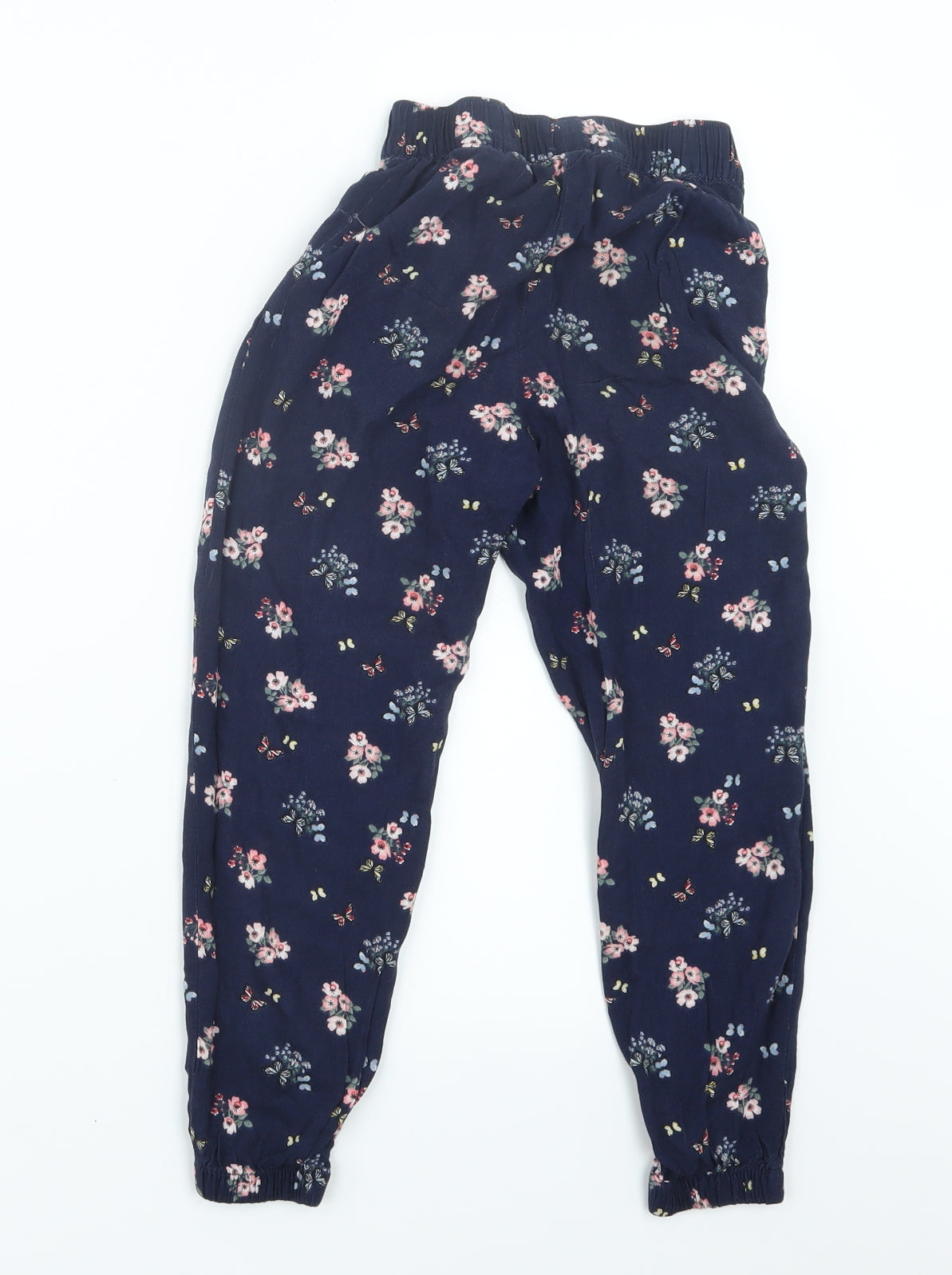 H&M Girls Blue Floral  Capri Trousers Size 6 Years
