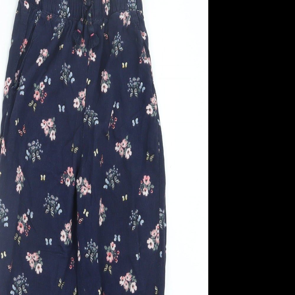 H&M Girls Blue Floral  Capri Trousers Size 6 Years