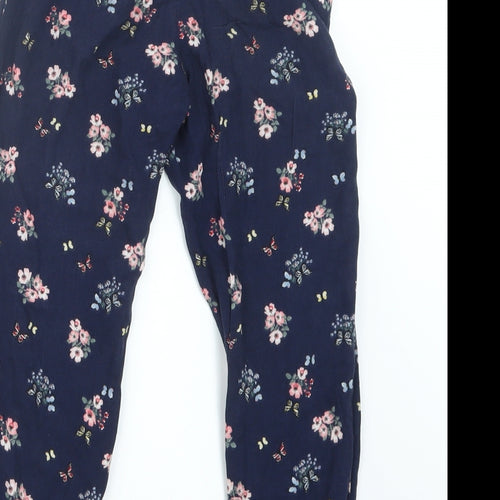 H&M Girls Blue Floral  Capri Trousers Size 6 Years