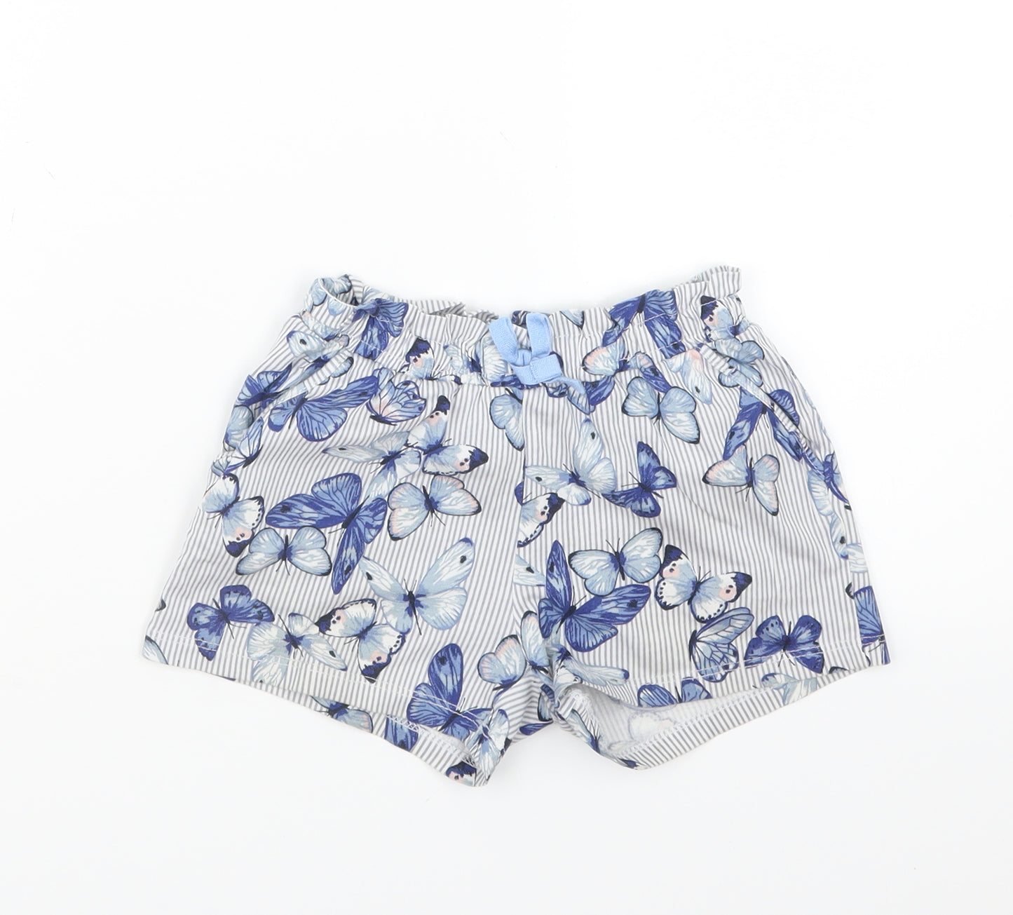 H&M Girls Blue Geometric  Boyfriend Shorts Size 5-6 Years - Butterflies