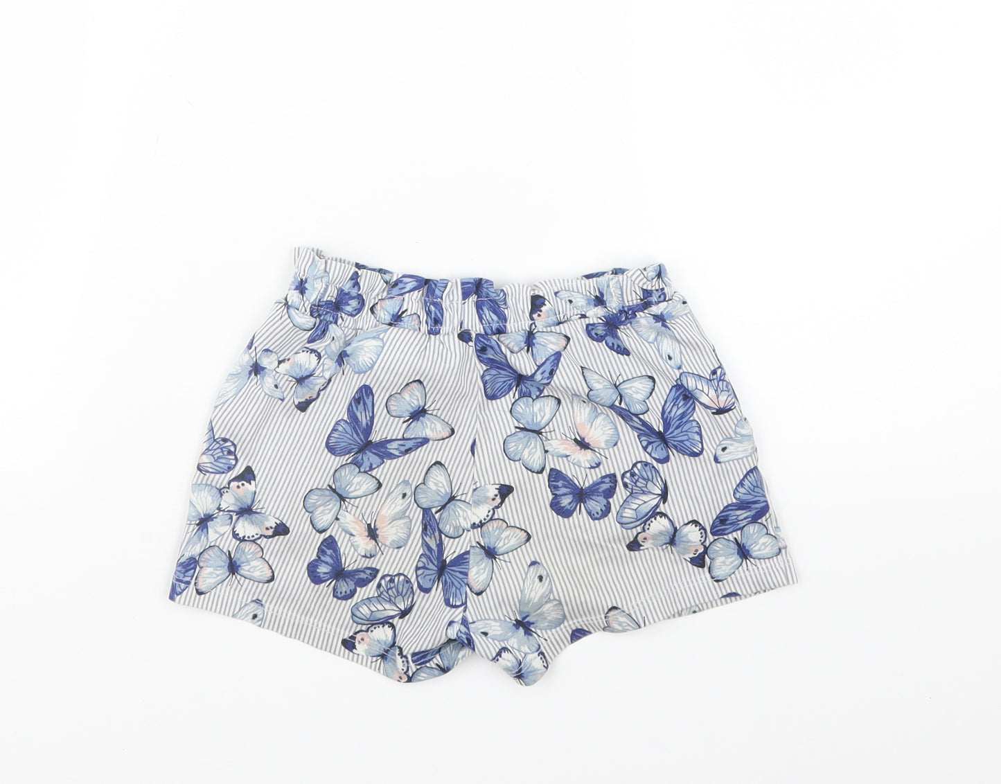 H&M Girls Blue Geometric  Boyfriend Shorts Size 5-6 Years - Butterflies