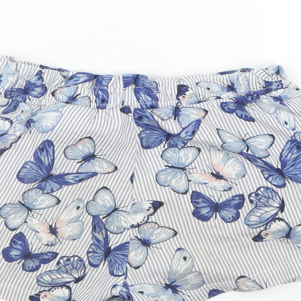 H&M Girls Blue Geometric  Boyfriend Shorts Size 5-6 Years - Butterflies