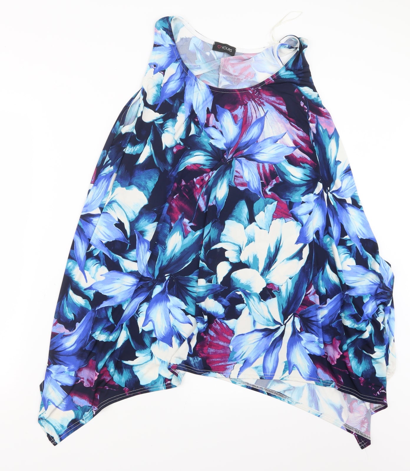 Yours Womens Blue Geometric  Basic Blouse Size 26