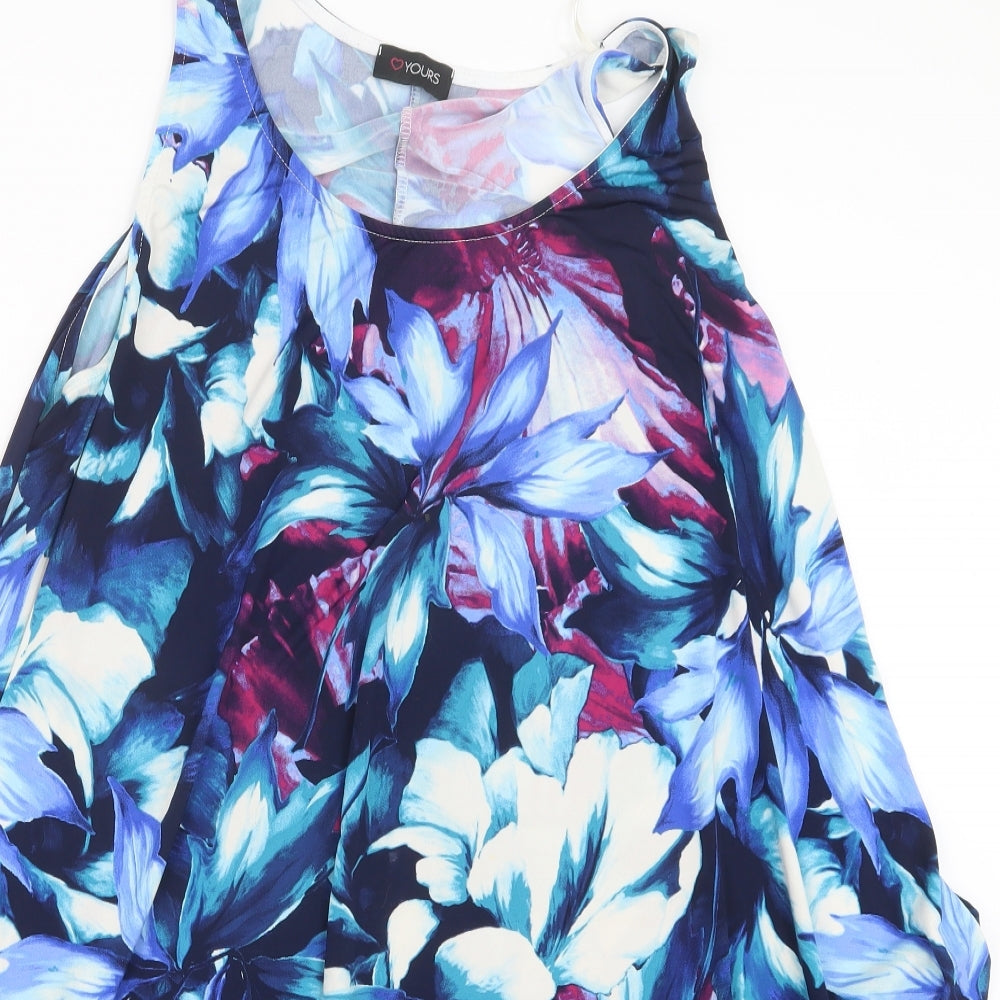 Yours Womens Blue Geometric  Basic Blouse Size 26