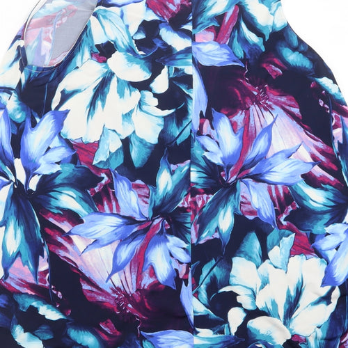 Yours Womens Blue Geometric  Basic Blouse Size 26