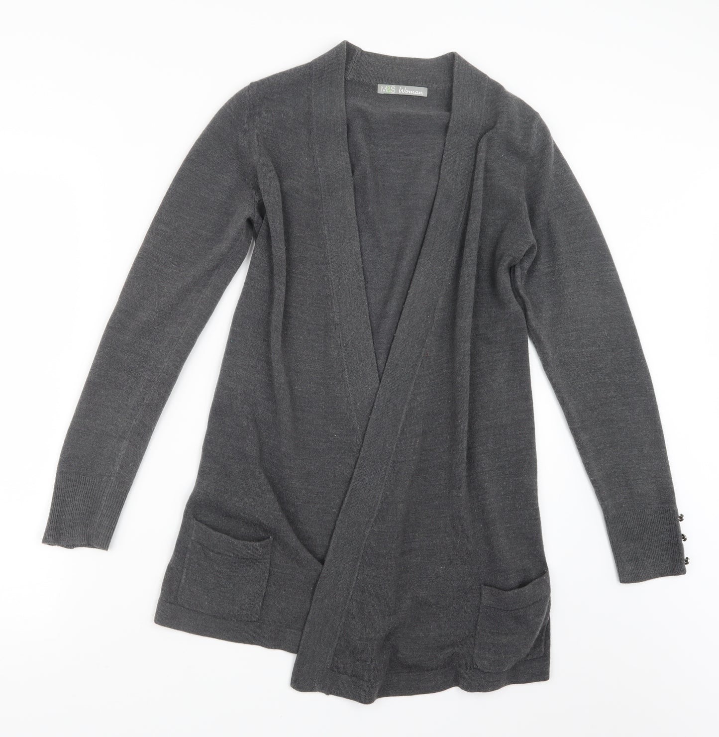 Marks and Spencer Womens Grey  Knit Cardigan Jumper Size 8