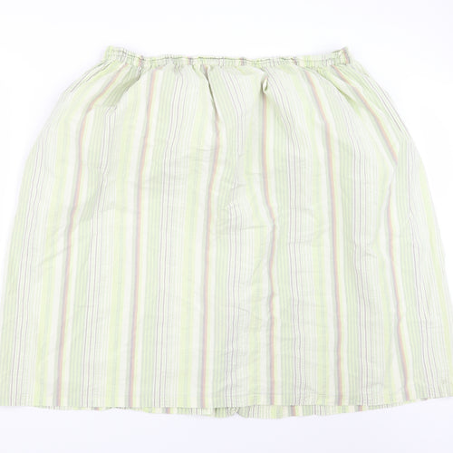 Preworn Womens Green Striped  A-Line Skirt Size 40 in