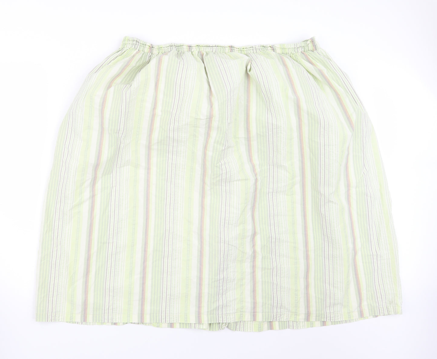 Preworn Womens Green Striped  A-Line Skirt Size 40 in