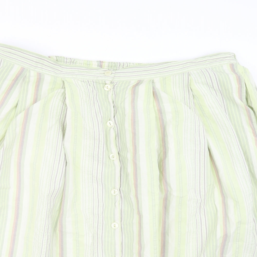 Preworn Womens Green Striped  A-Line Skirt Size 40 in