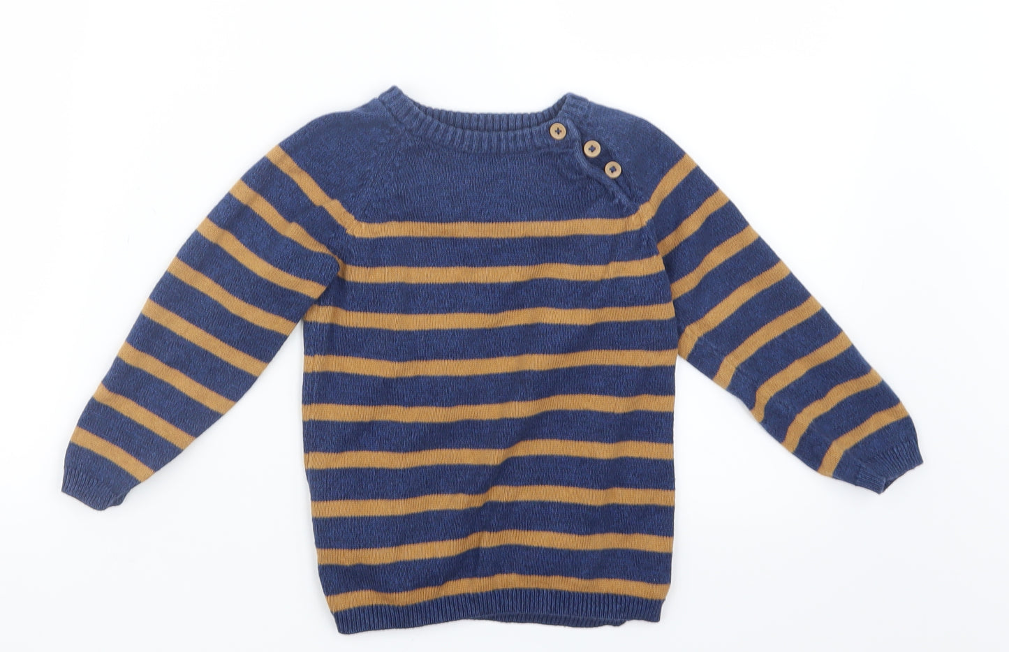 H&M Boys Blue Striped Knit Pullover Jumper Size 2 Years