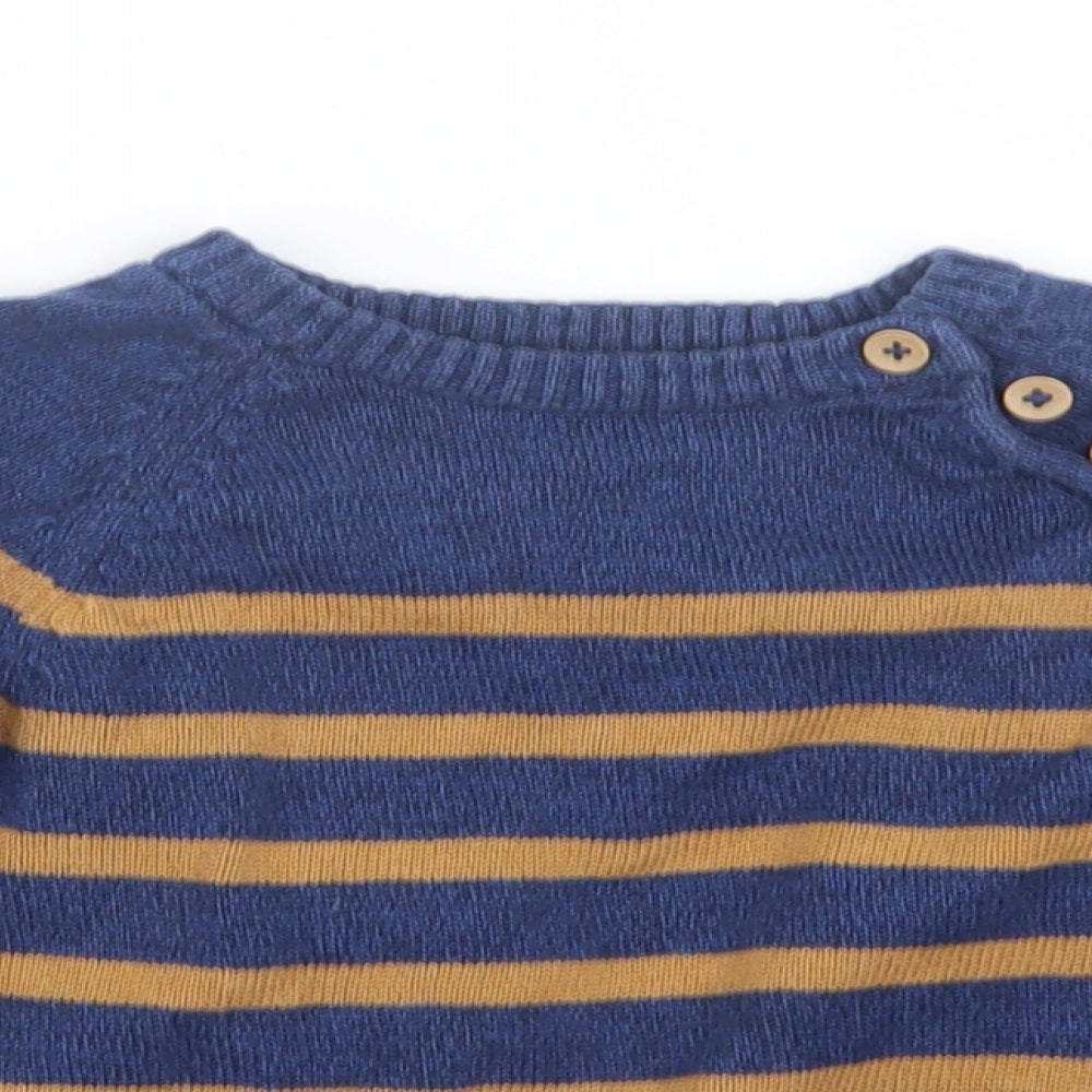 H&M Boys Blue Striped Knit Pullover Jumper Size 2 Years
