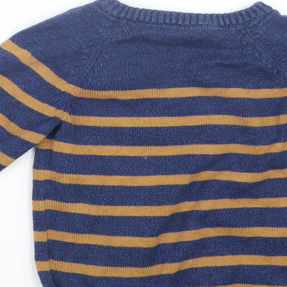 H&M Boys Blue Striped Knit Pullover Jumper Size 2 Years