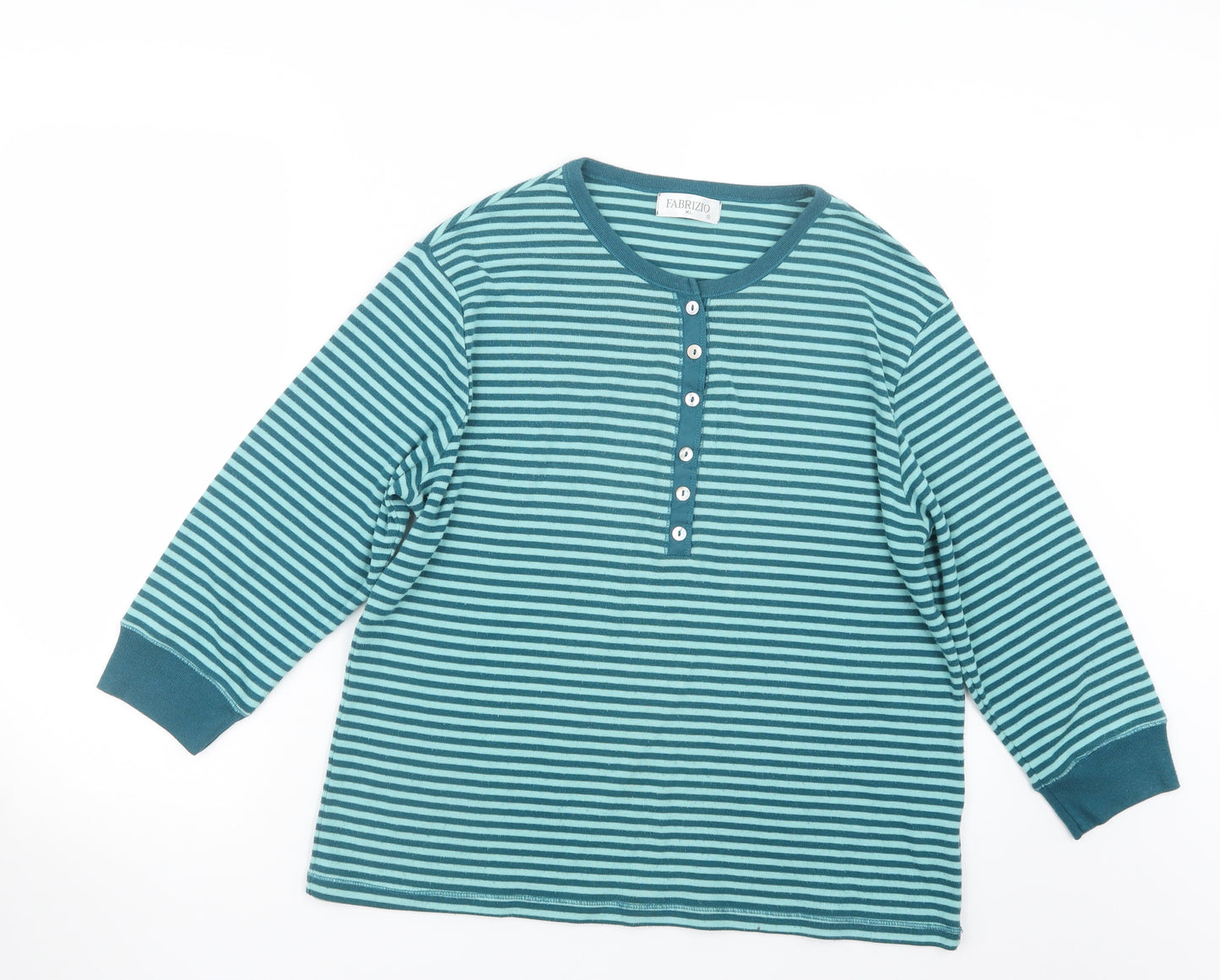 Fabrizio Womens Green Striped  Pullover Jumper Size XL