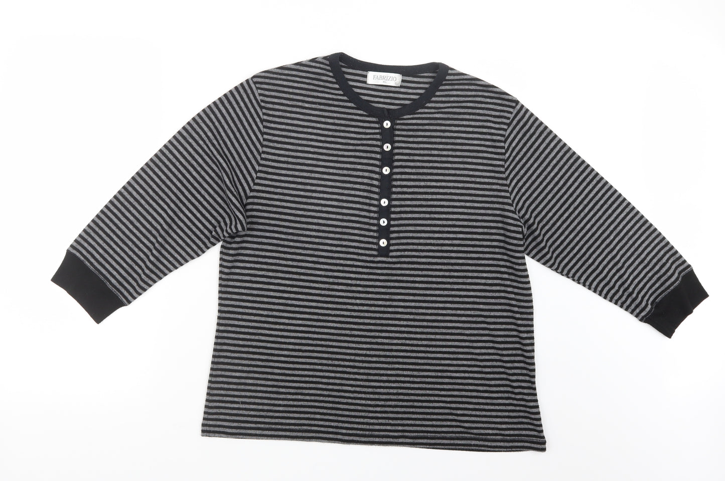 Fabrizio Womens Grey Striped Knit Pullover Jumper Size XL