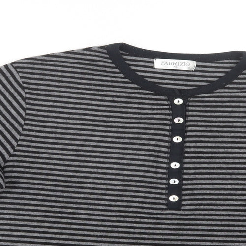 Fabrizio Womens Grey Striped Knit Pullover Jumper Size XL