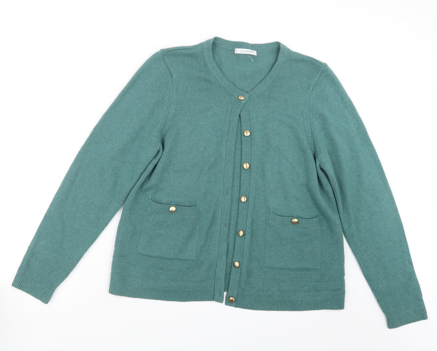 Marks and Spencer Womens Green  Knit Cardigan Jumper Size 16