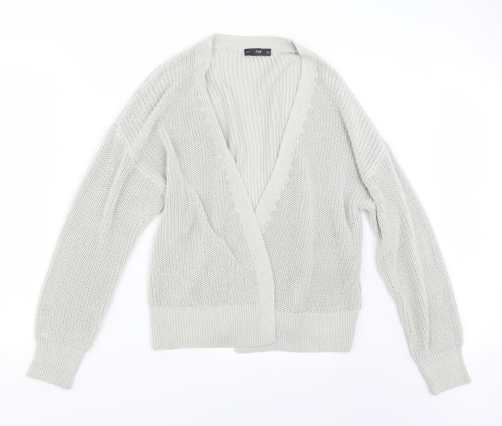 F&F Womens Grey Knit Cardigan Jumper Size 14