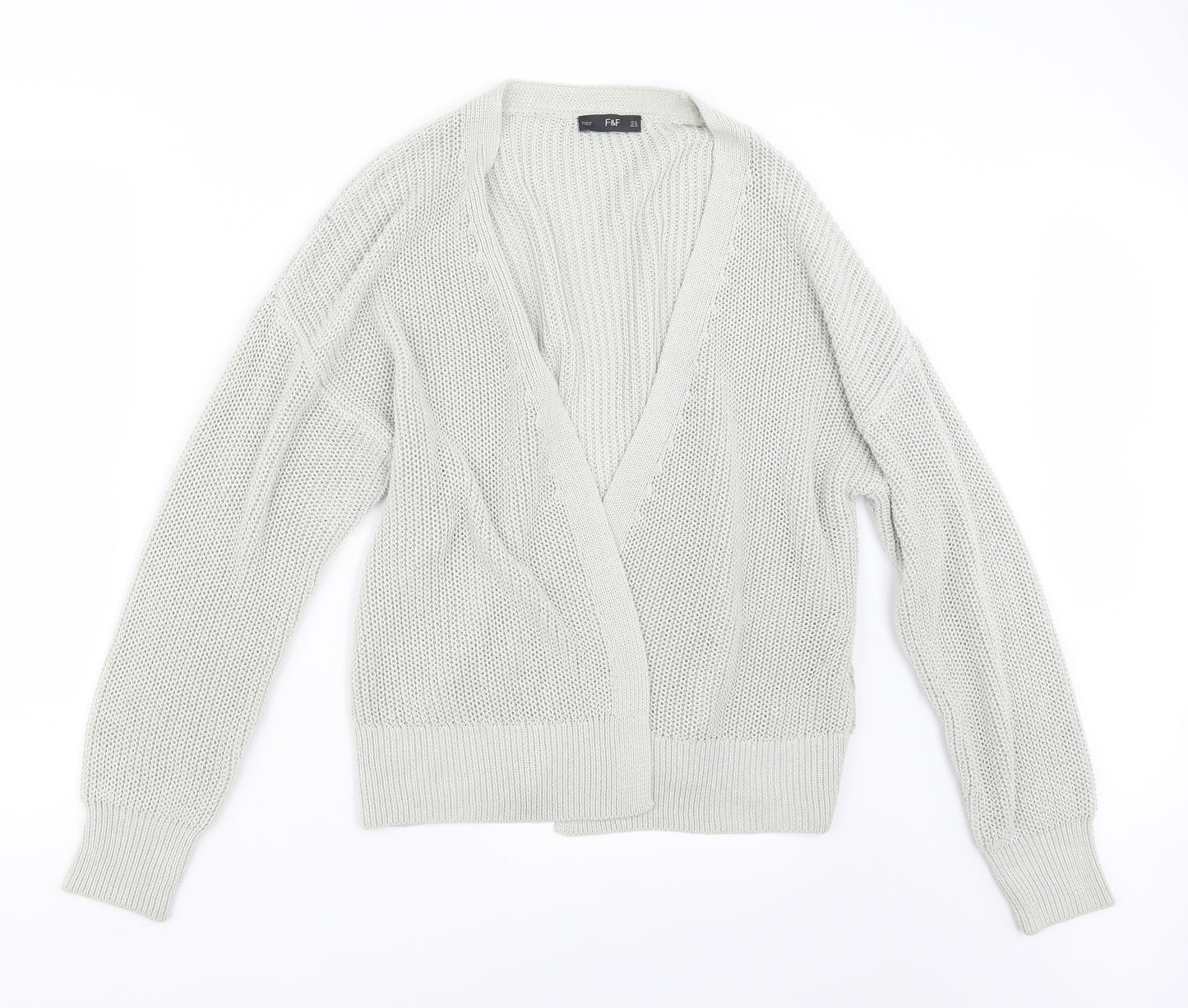 F&F Womens Grey  Knit Cardigan Jumper Size 14