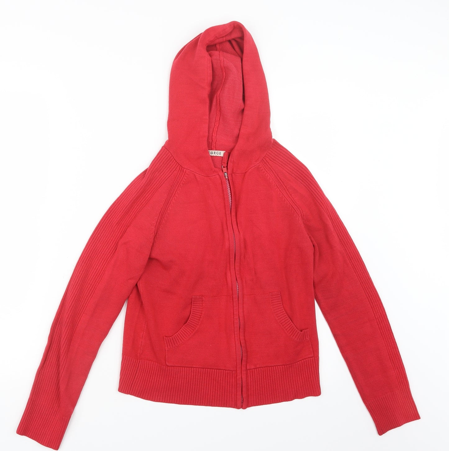 George Womens Red  Knit Full Zip Hoodie Size 14