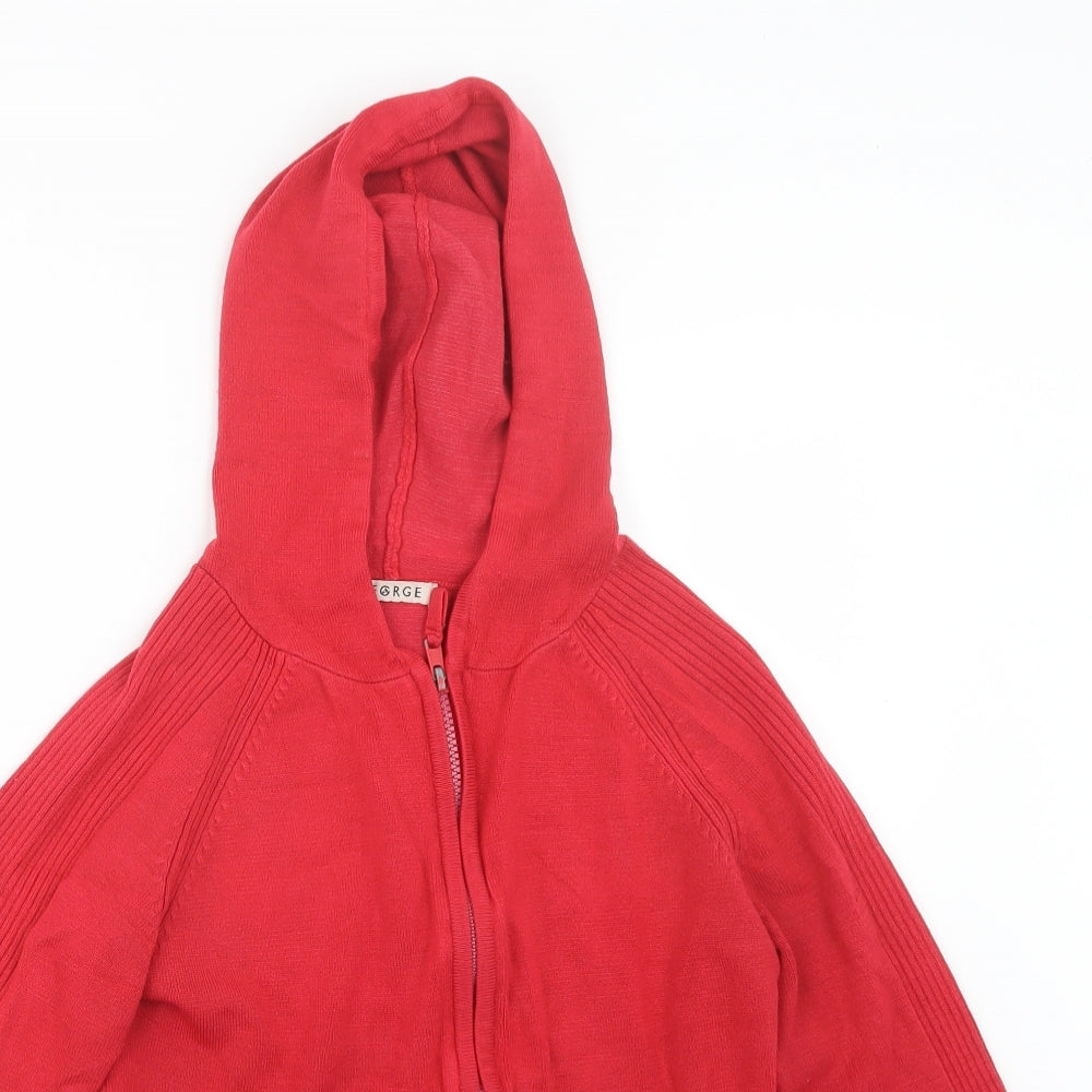 George Womens Red  Knit Full Zip Hoodie Size 14
