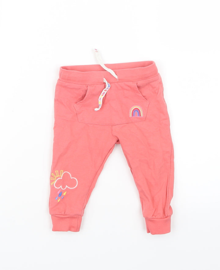 F&F Girls Pink Jogger Trousers Size 6-9 Months