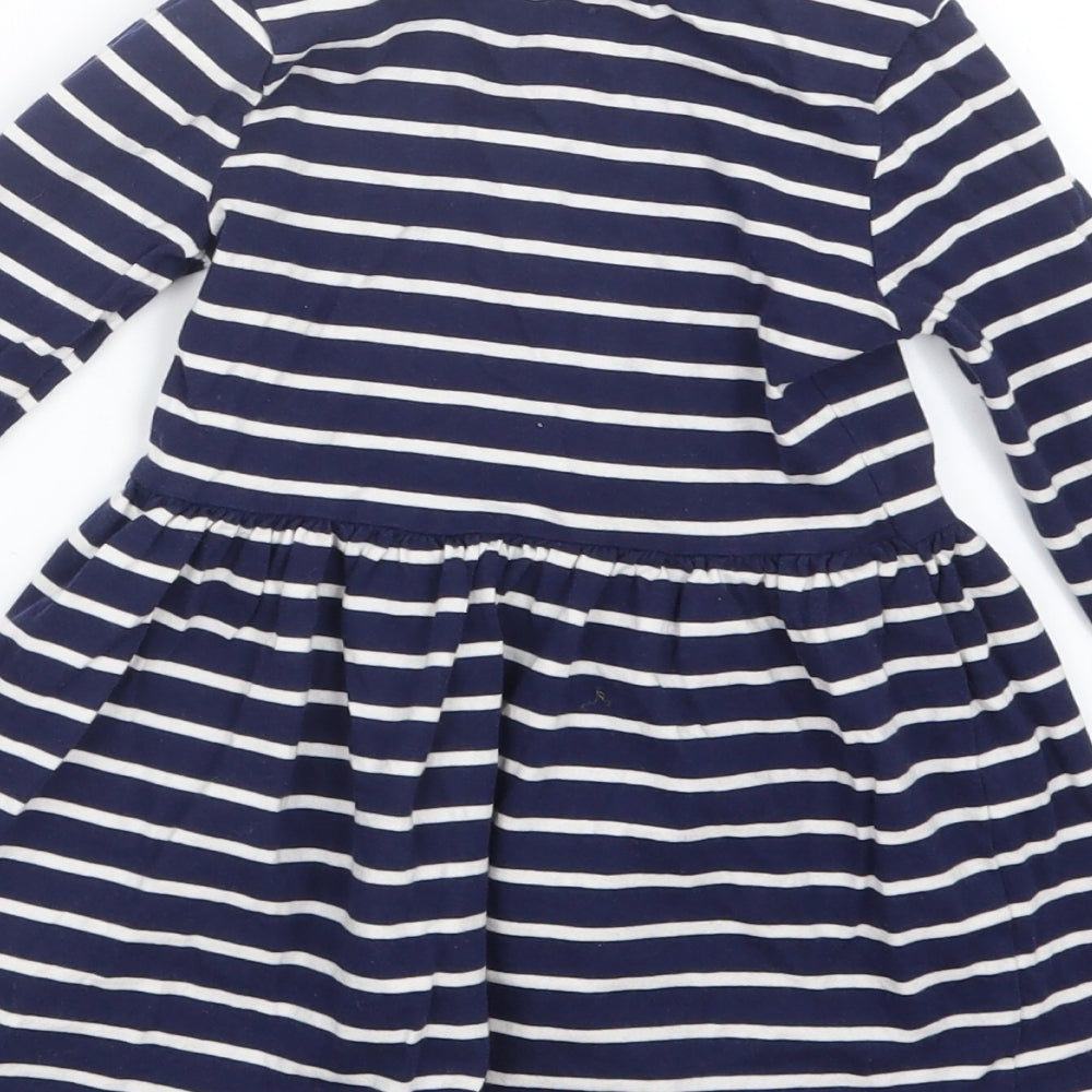F&F Girls Blue Striped  T-Shirt Dress  Size 2-3 Years