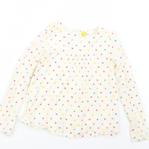 Boden Girls Ivory Polka Dot  Basic T-Shirt Size 9-10 Years
