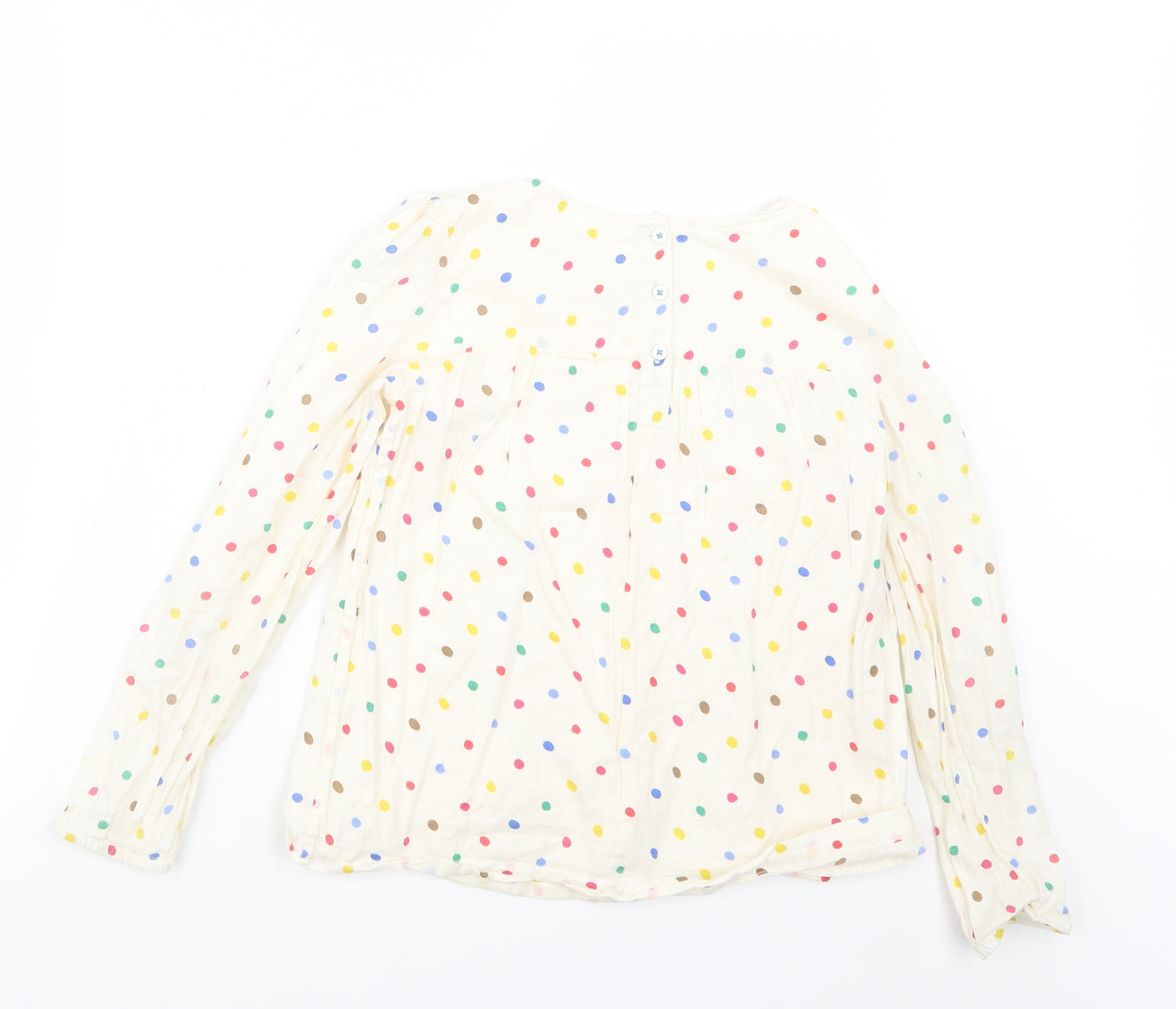 Boden Girls Ivory Polka Dot  Basic T-Shirt Size 9-10 Years