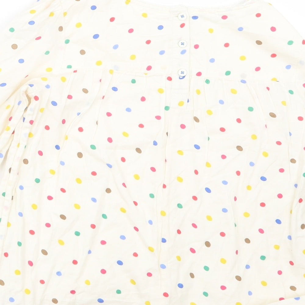 Boden Girls Ivory Polka Dot  Basic T-Shirt Size 9-10 Years