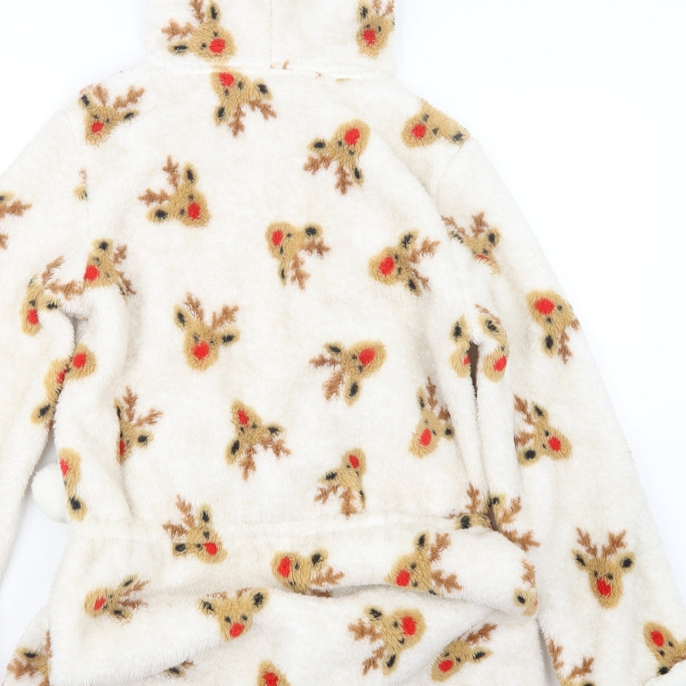 Marks and Spencer Womens White Geometric  Top One Piece Size 8  - Christmas