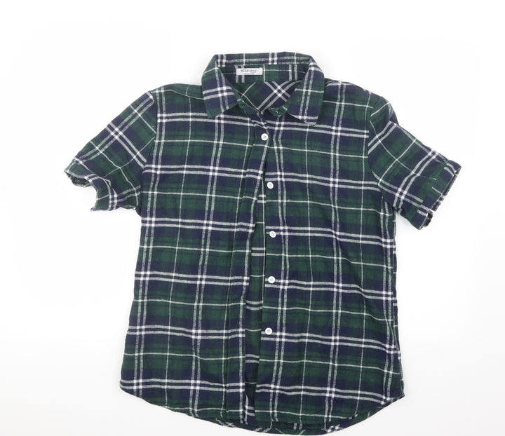 Measeor Mens Blue Check Button-Up Size L