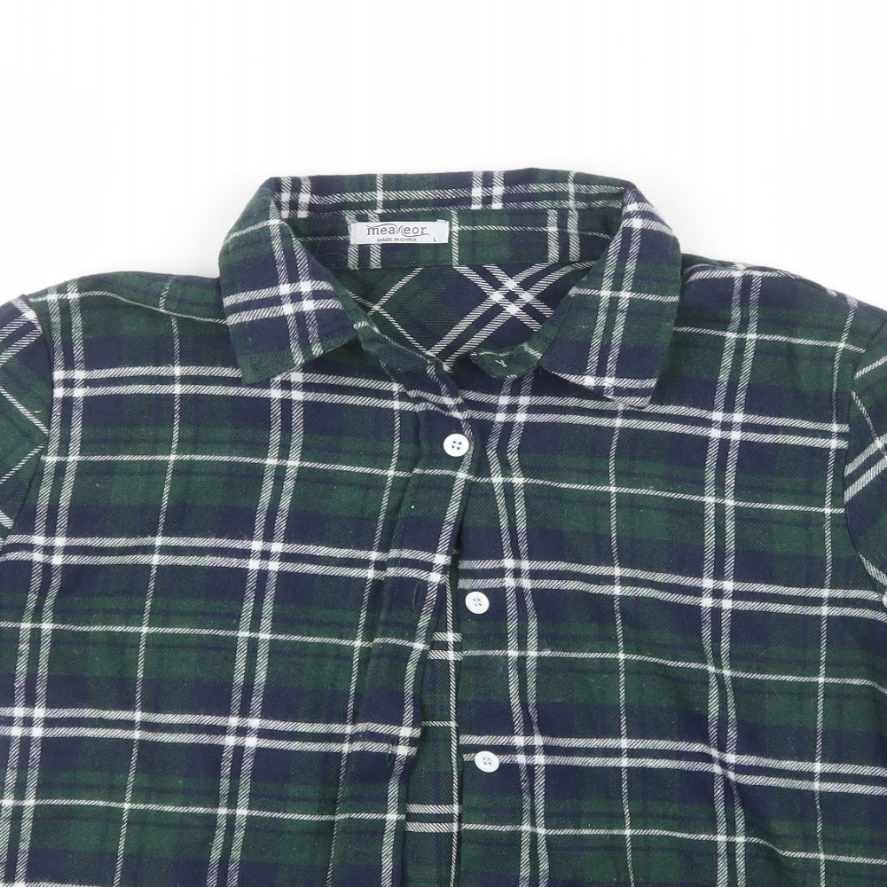 Measeor Mens Blue Check   Button-Up Size L