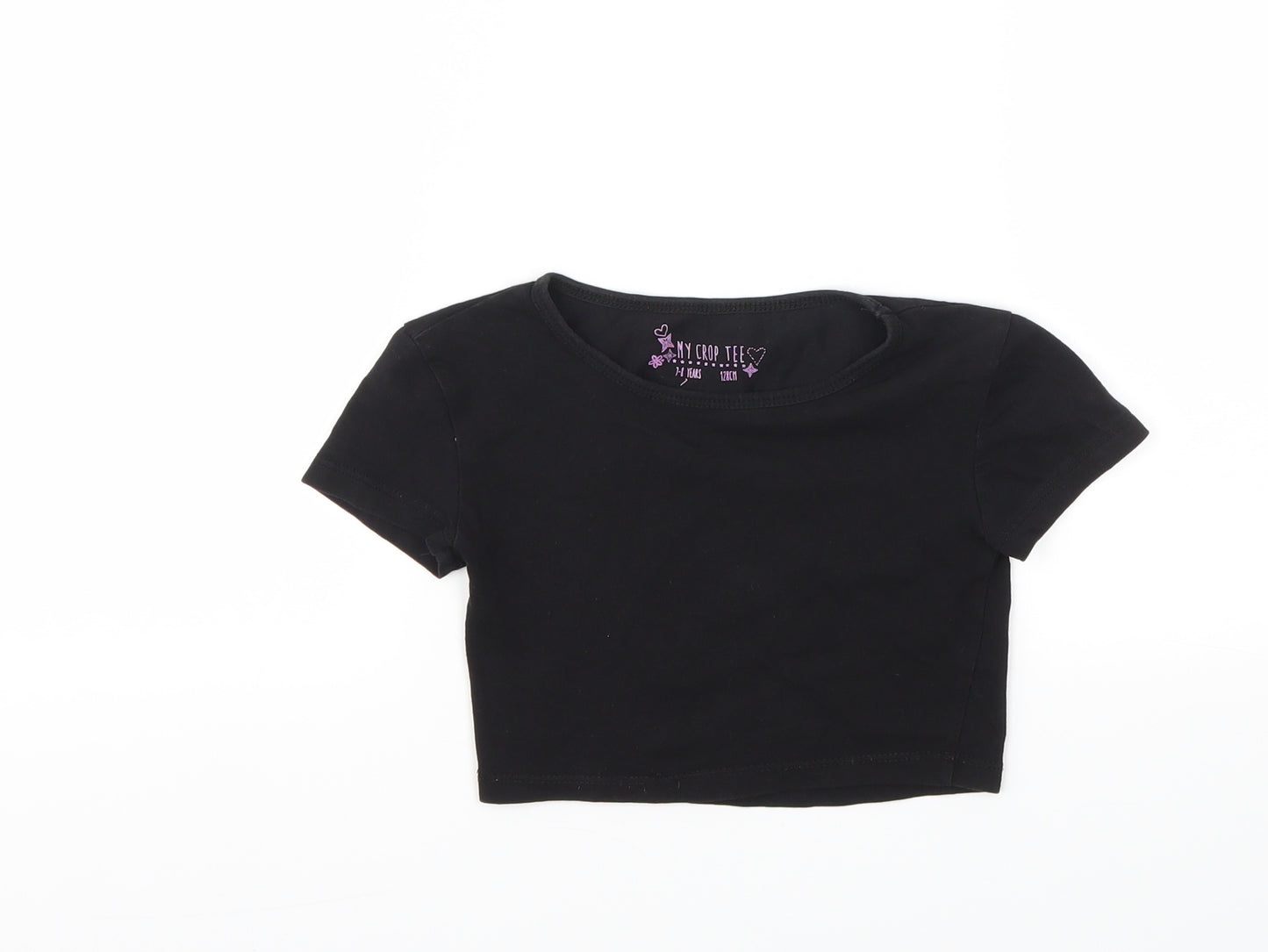 MY CROP TEE Girls Black    T-Shirt Size 7-8 Years