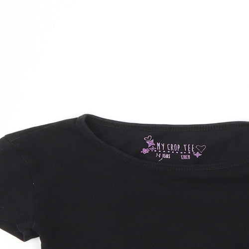 MY CROP TEE Girls Black    T-Shirt Size 7-8 Years