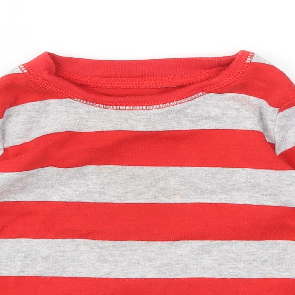Preworn Boys Red Striped  Basic T-Shirt Size 12 Months