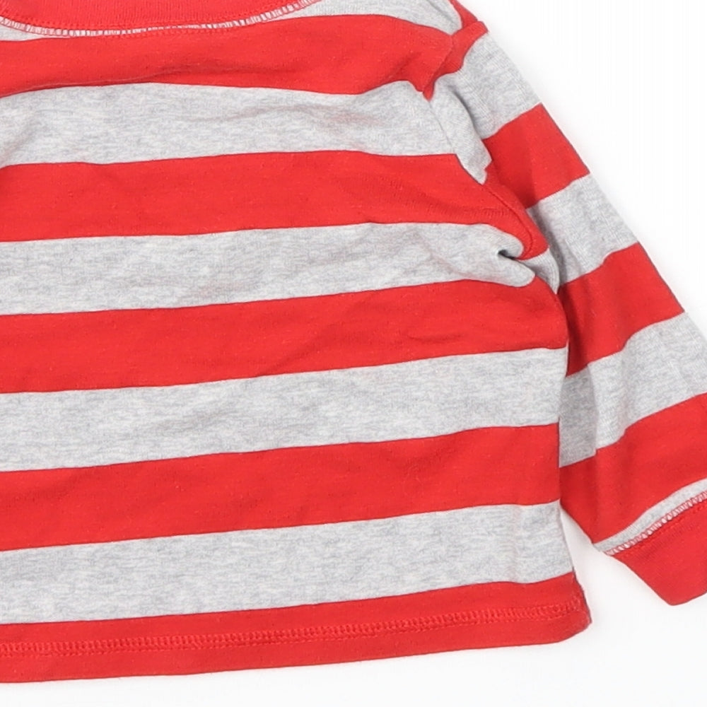 Preworn Boys Red Striped  Basic T-Shirt Size 12 Months