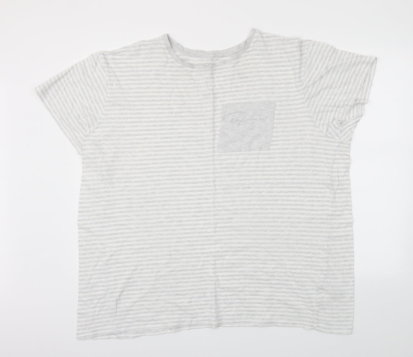 Primark Womens Grey Striped  Top Pyjama Top Size XL