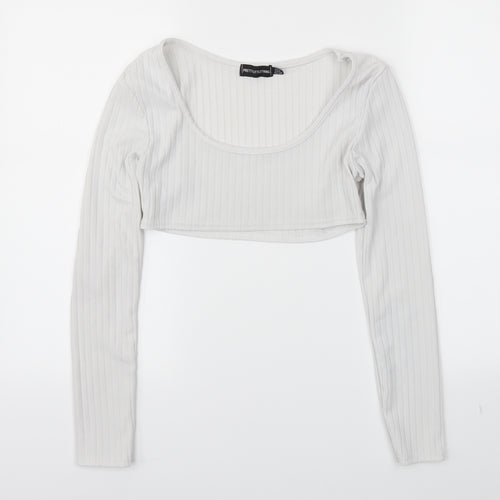 Pretty Little Thing  Womens White   Basic T-Shirt Size 10