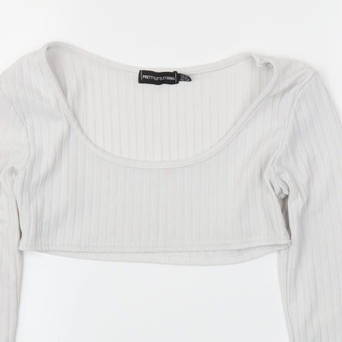 Pretty Little Thing  Womens White   Basic T-Shirt Size 10