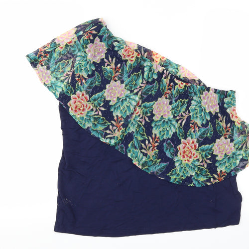 Per Una Womens Blue Floral  Basic T-Shirt Size 14