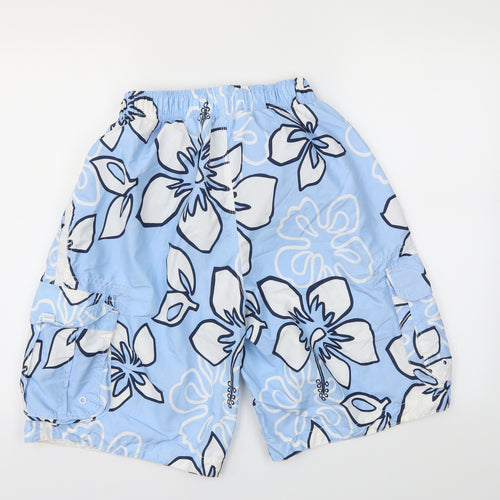 Cherokee Mens Blue Floral  Sweat Shorts Size M - Stretch waistband
