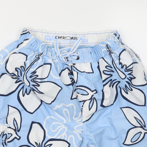 Cherokee Mens Blue Floral  Sweat Shorts Size M - Stretch waistband
