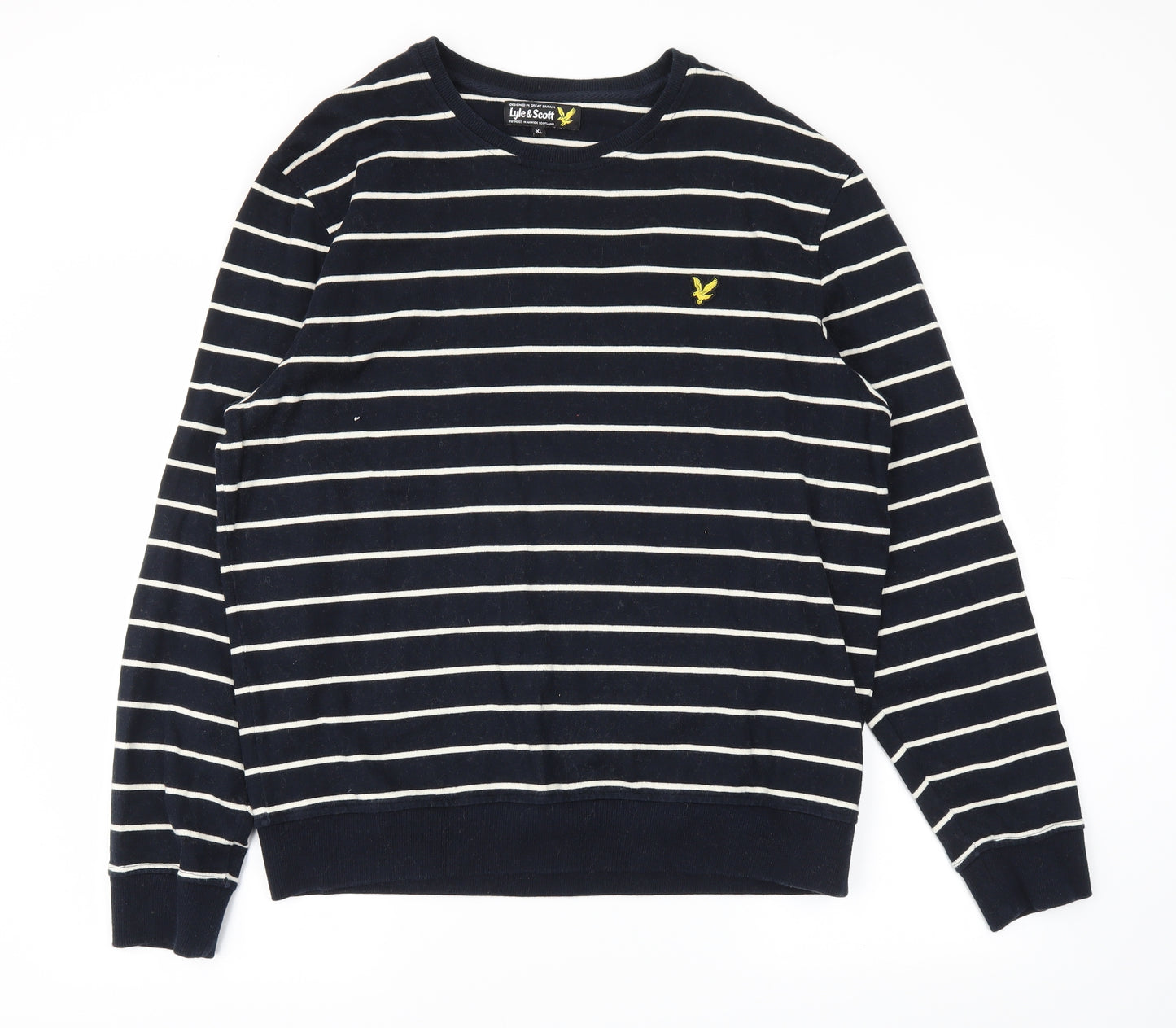 lyle and scott  Mens Blue Striped  Pullover Hoodie Size XL
