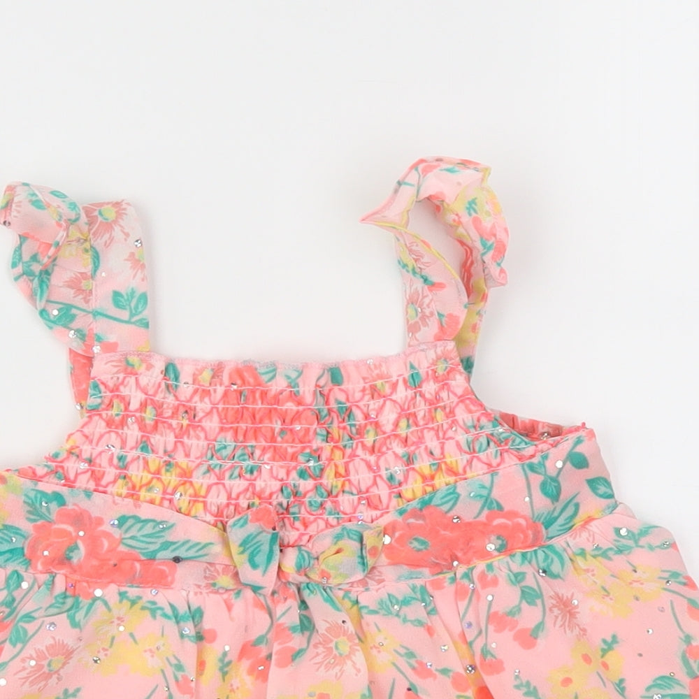 Little Lass Girls Pink Floral  Basic Blouse Size 6 Years
