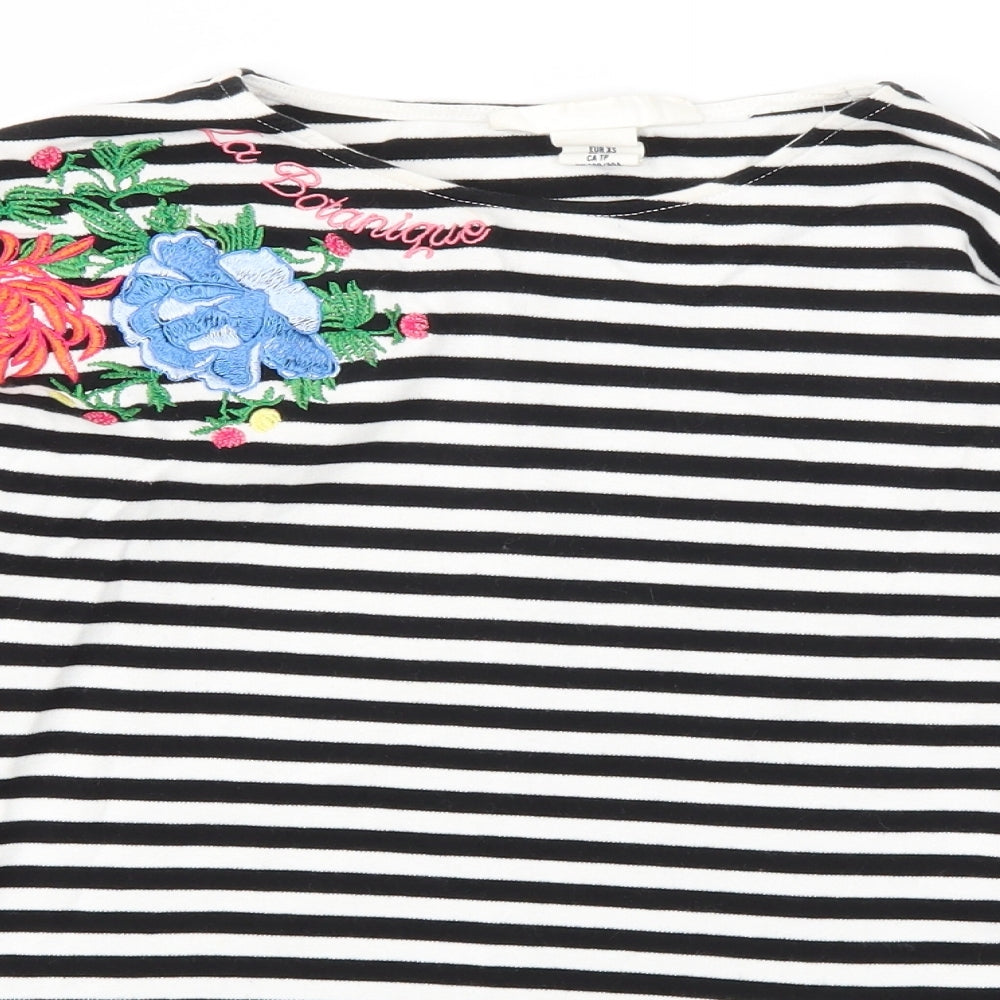 LOGG Womens Black Striped  Basic T-Shirt Size XS