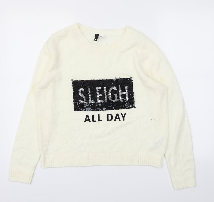 H&M Womens Ivory   Pullover Jumper Size S
