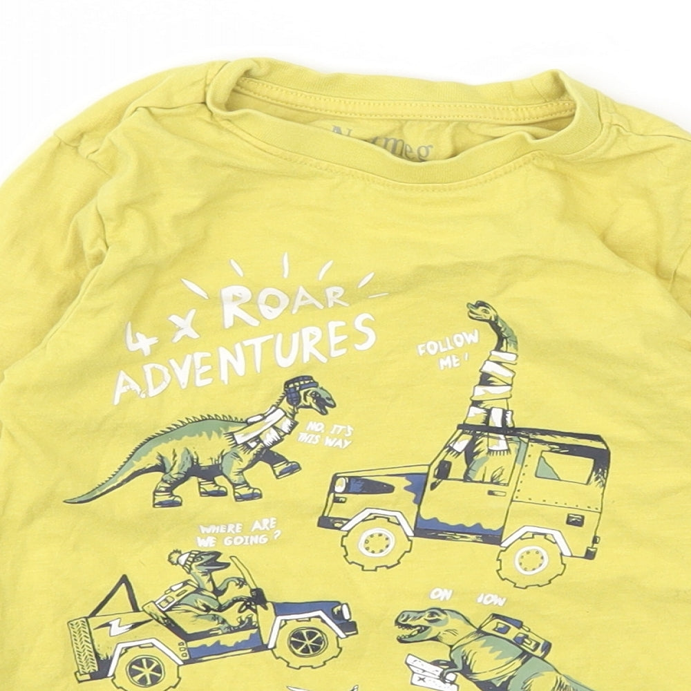 Nutmeg Boys Yellow Animal Print  Basic T-Shirt Size 4-5 Years