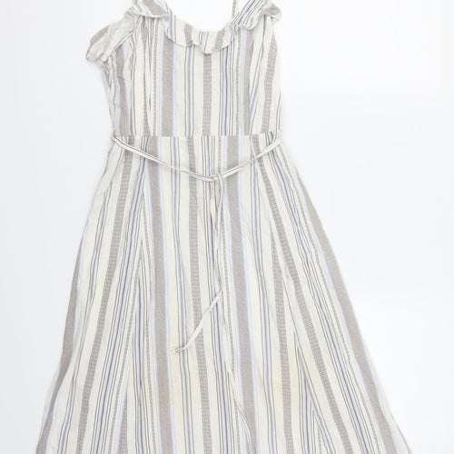 New Look Womens Beige Striped  A-Line  Size 8