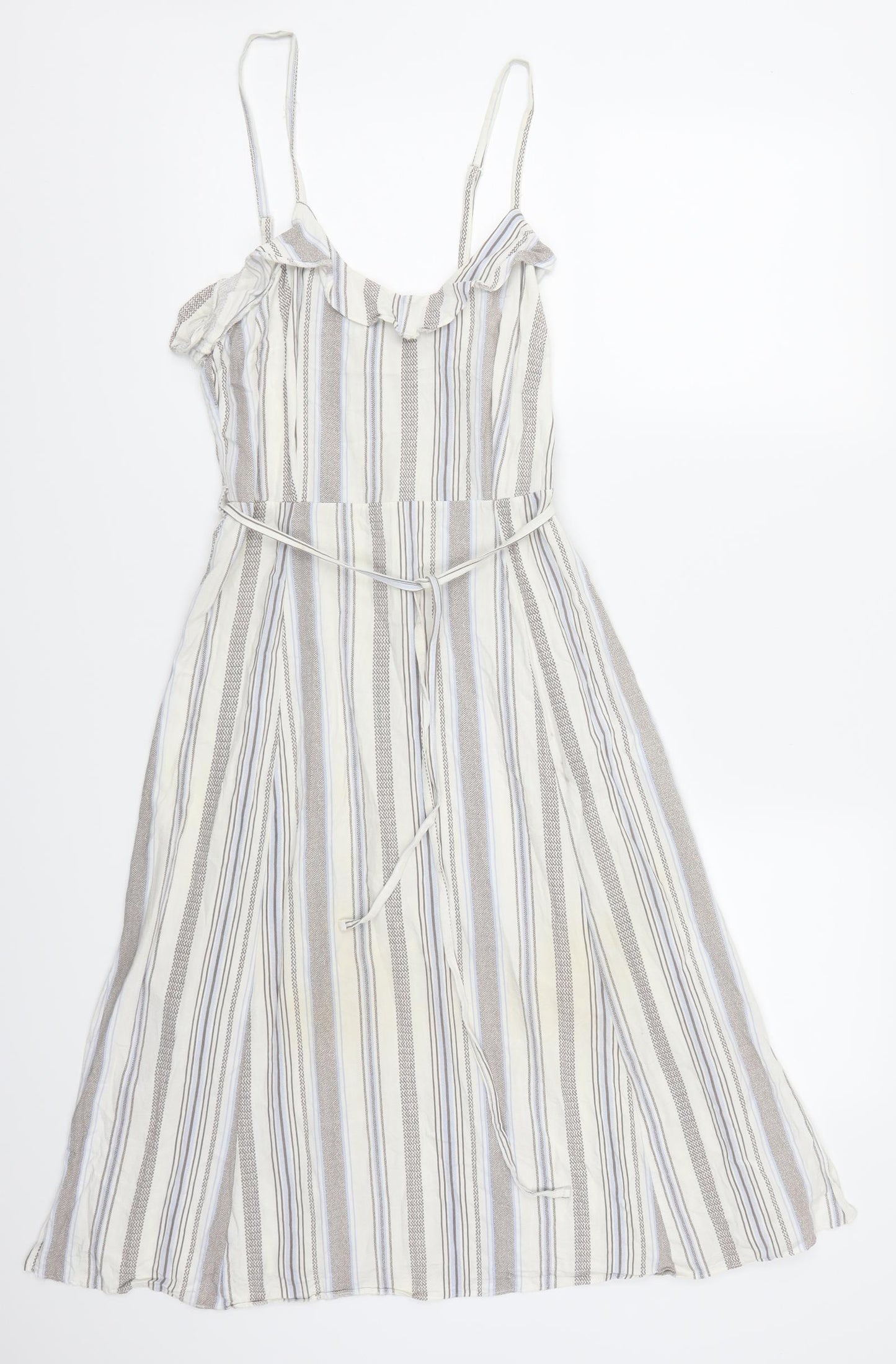 New Look Womens Beige Striped  A-Line  Size 8